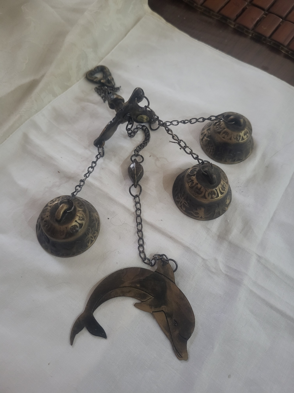 Vintage Brass Hanging door Bell Chimes, Antique Art Decor